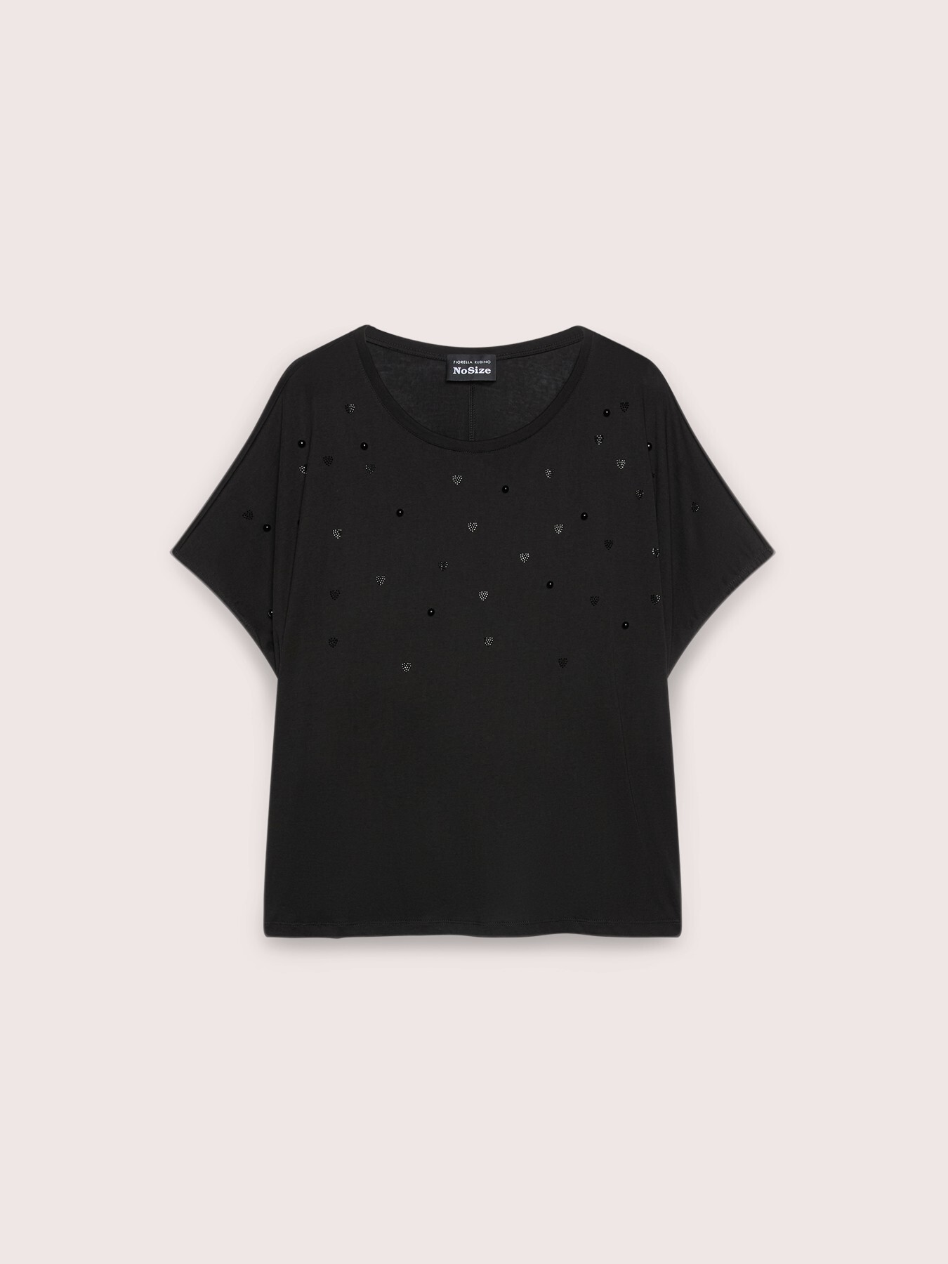 Jersey t-shirt with rhinestone and pearl hearts image number 4