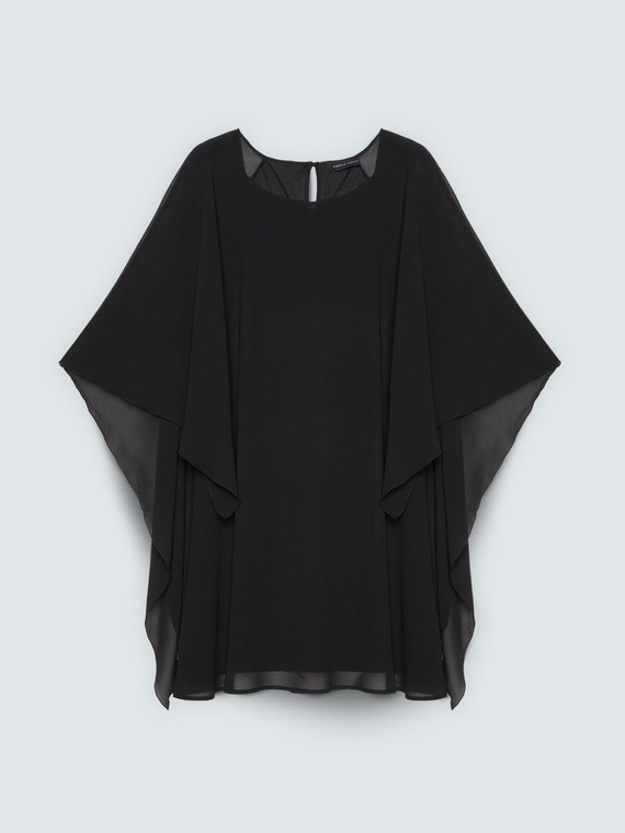 Georgette dress with maxi kimono sleeves