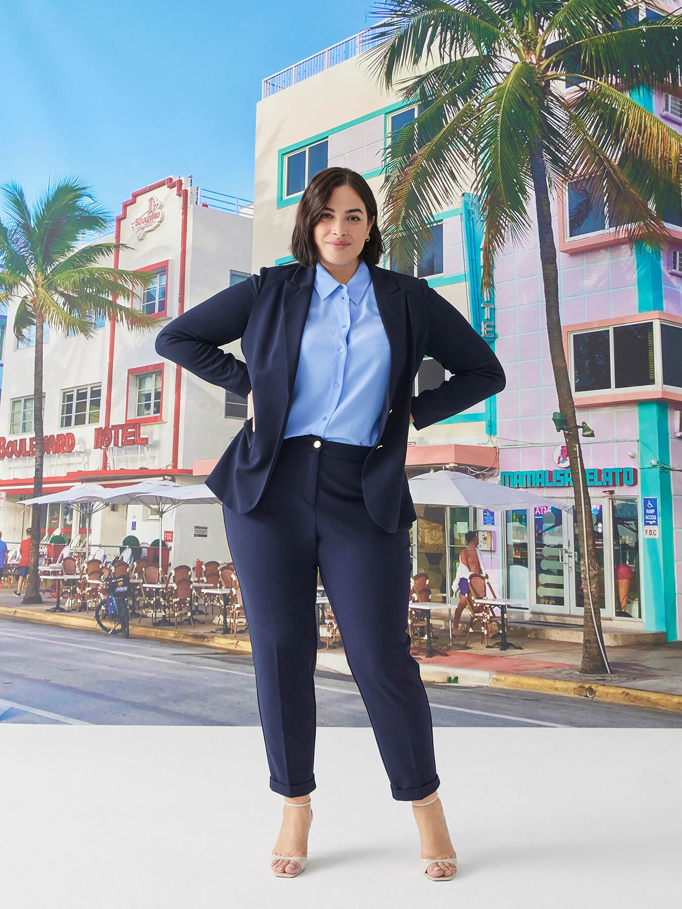 Crepe scuba fabric carrot fit trousers image number 0