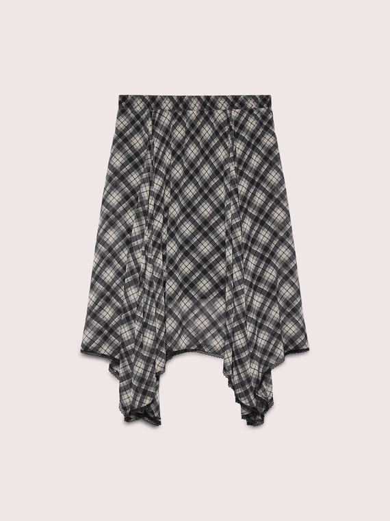Long flared skirt in checked georgette