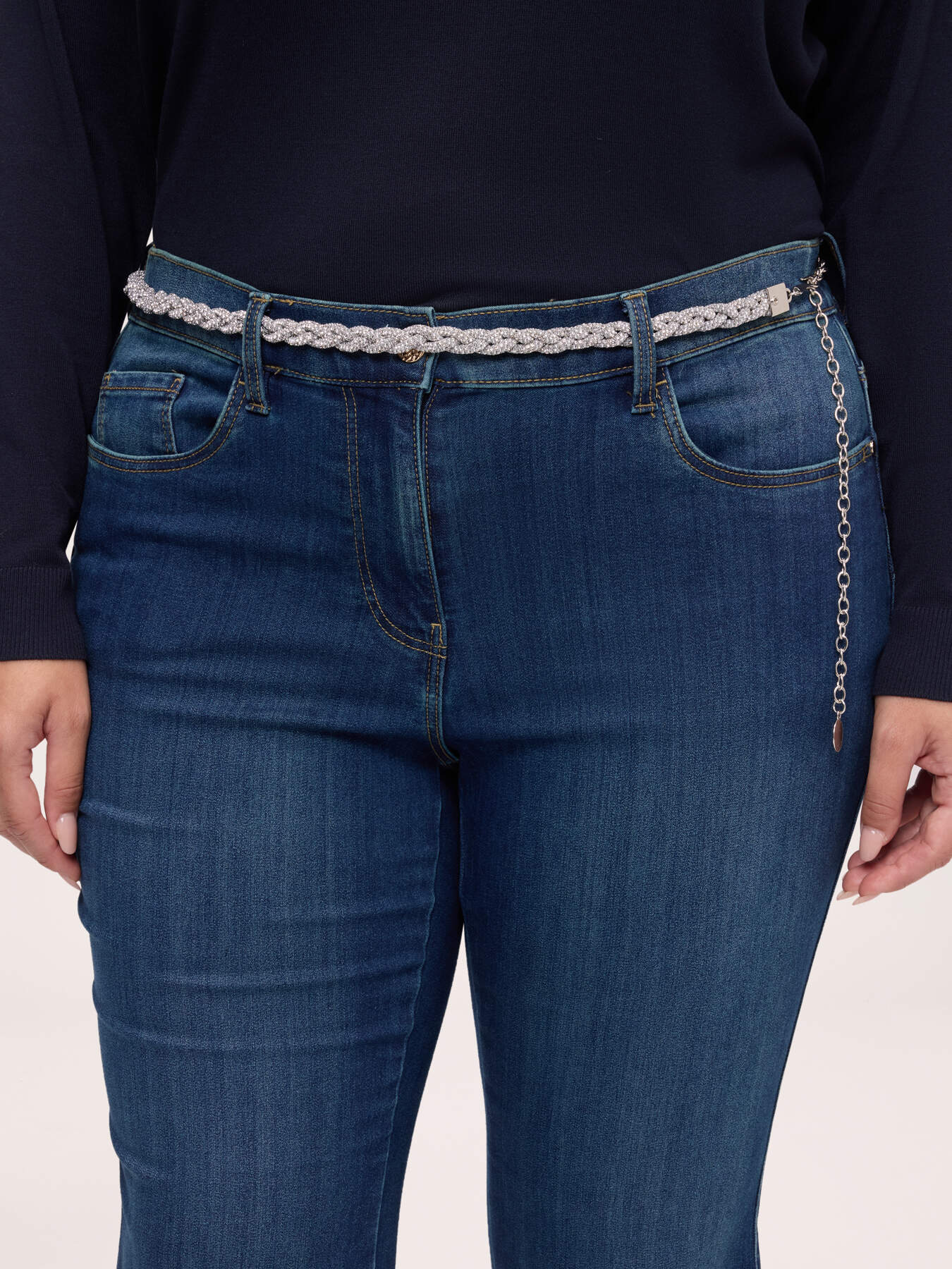 Woven belt with rhinestone embellishments image number 2