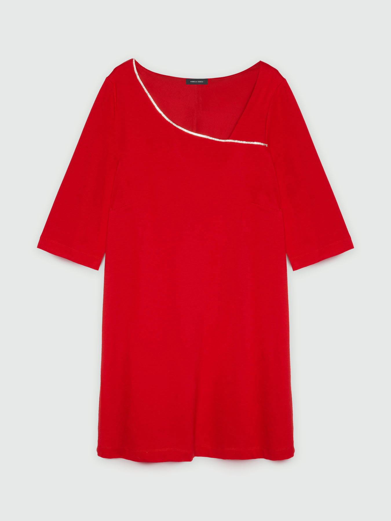 Vestido rojo con fila de pedrer&iacute;a image number 4