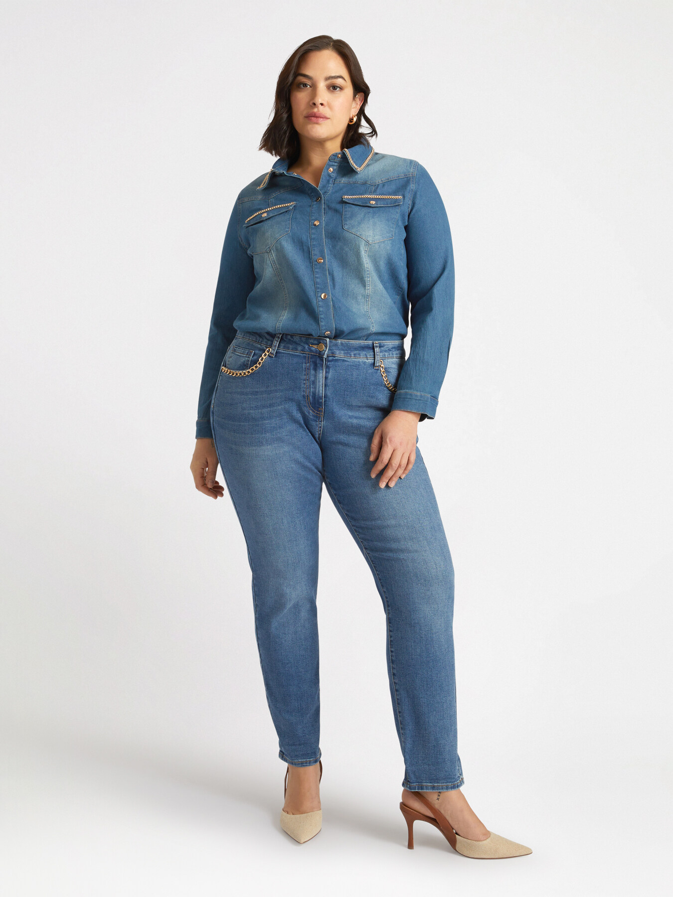 Camicia in denim con dettaglio catene image number 4