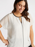 Blouse with black trims and cut-out detail image number 2
