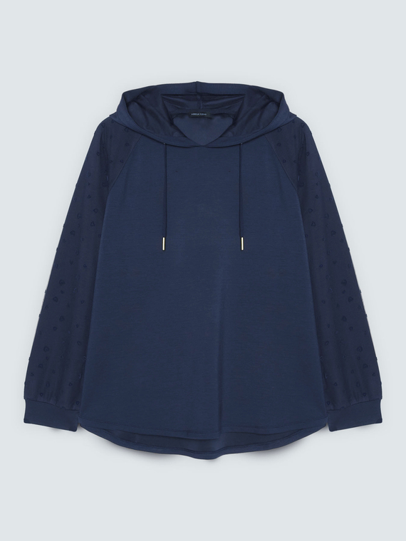 Sudadera con capucha con mangas de corazones