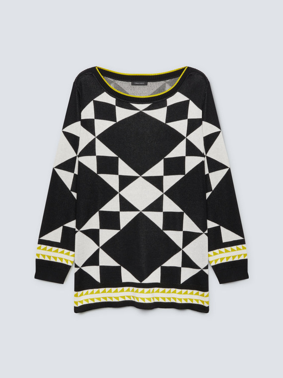 Pullover mit geometrischem Muster in Blackamp;amp;White