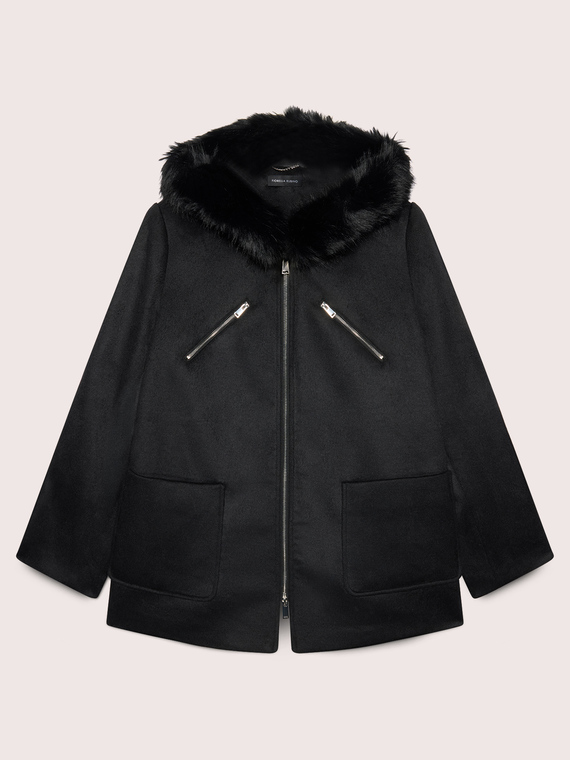 Parka aus Wolle mit Kapuze