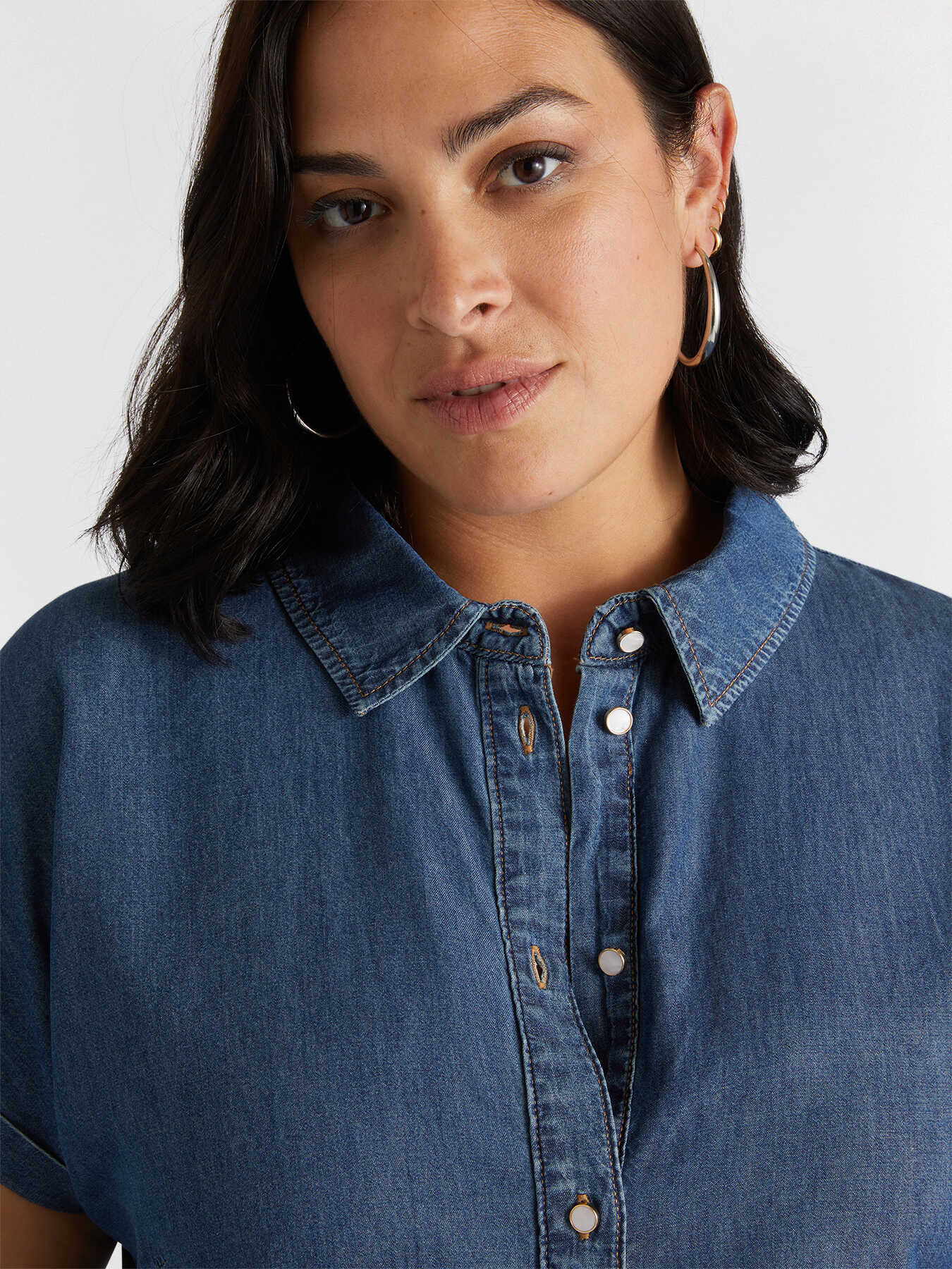 Boxy denim chambray shirt image number 3