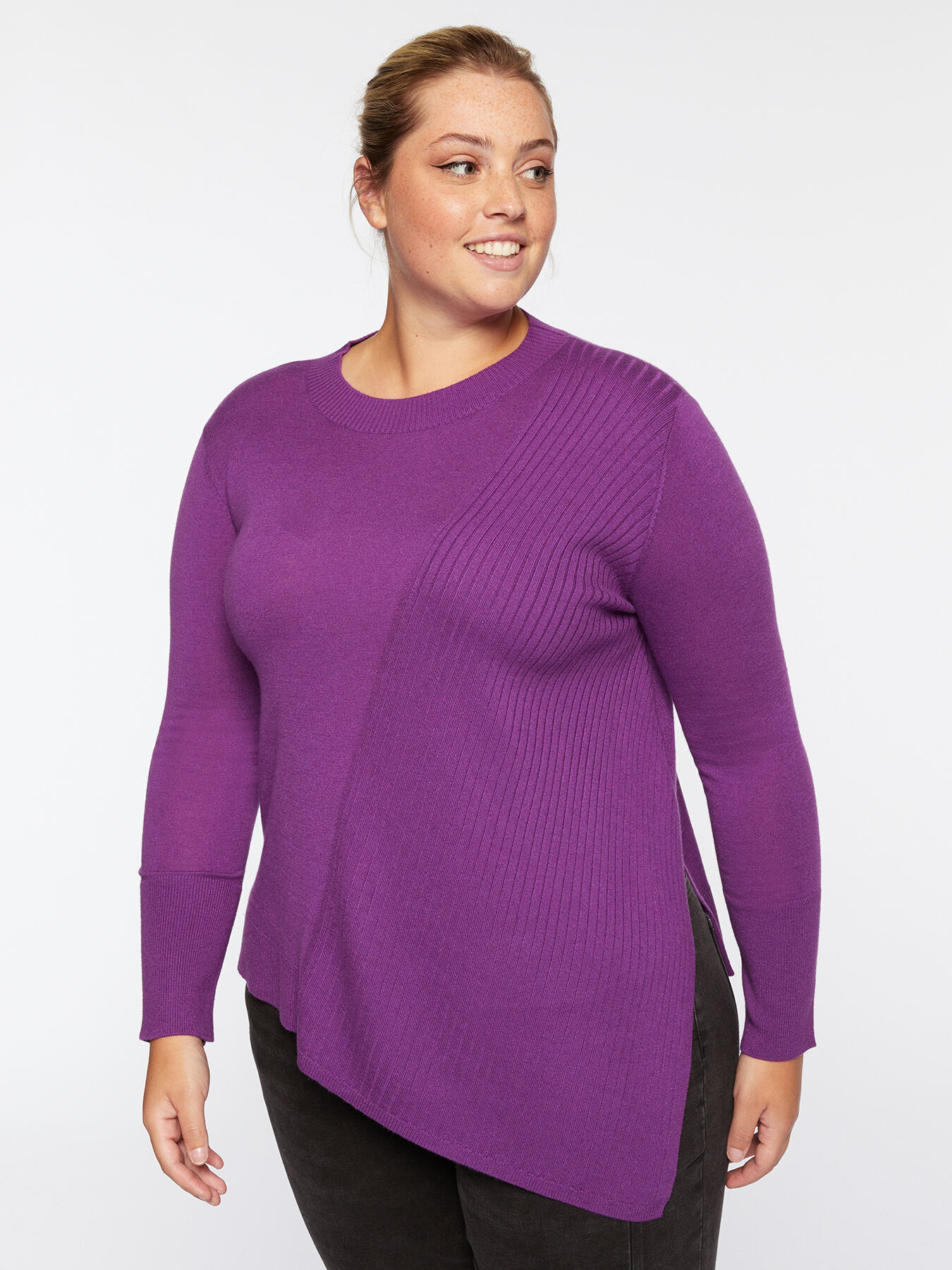 Maglia con parti a coste in lana e viscosa image number 0