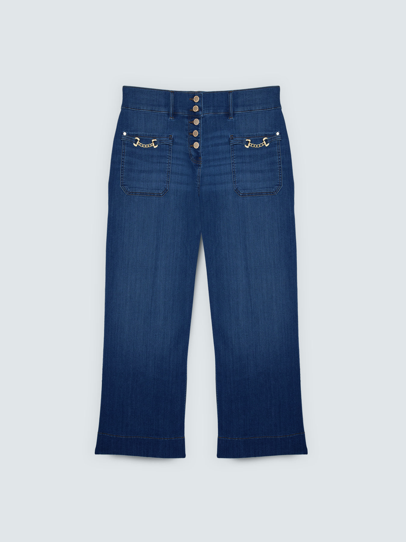 Cropped Jeans mit Kettendetail an den Taschen image number 4