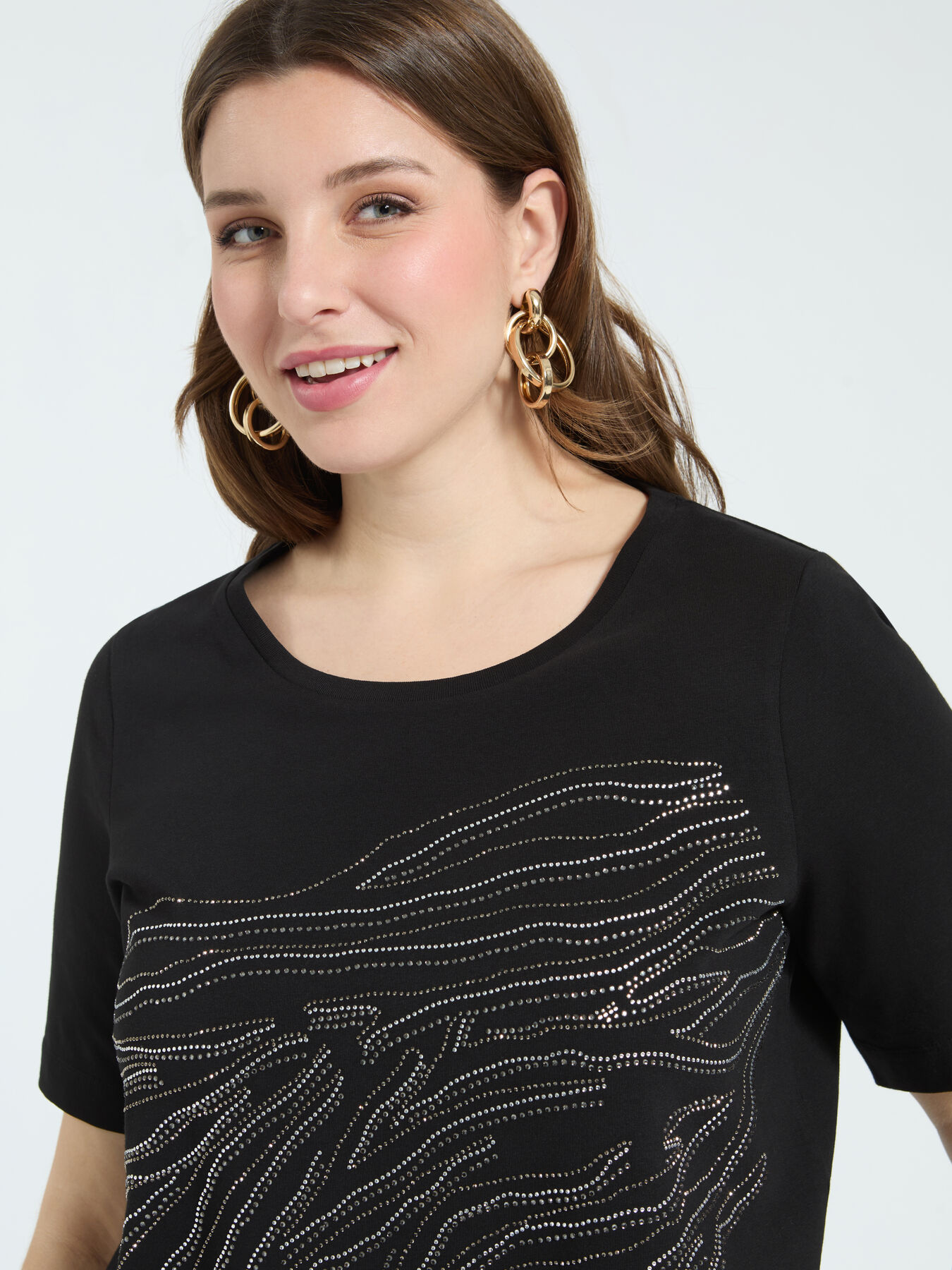 Cotton t-shirt with zebra print hotfix image number 2