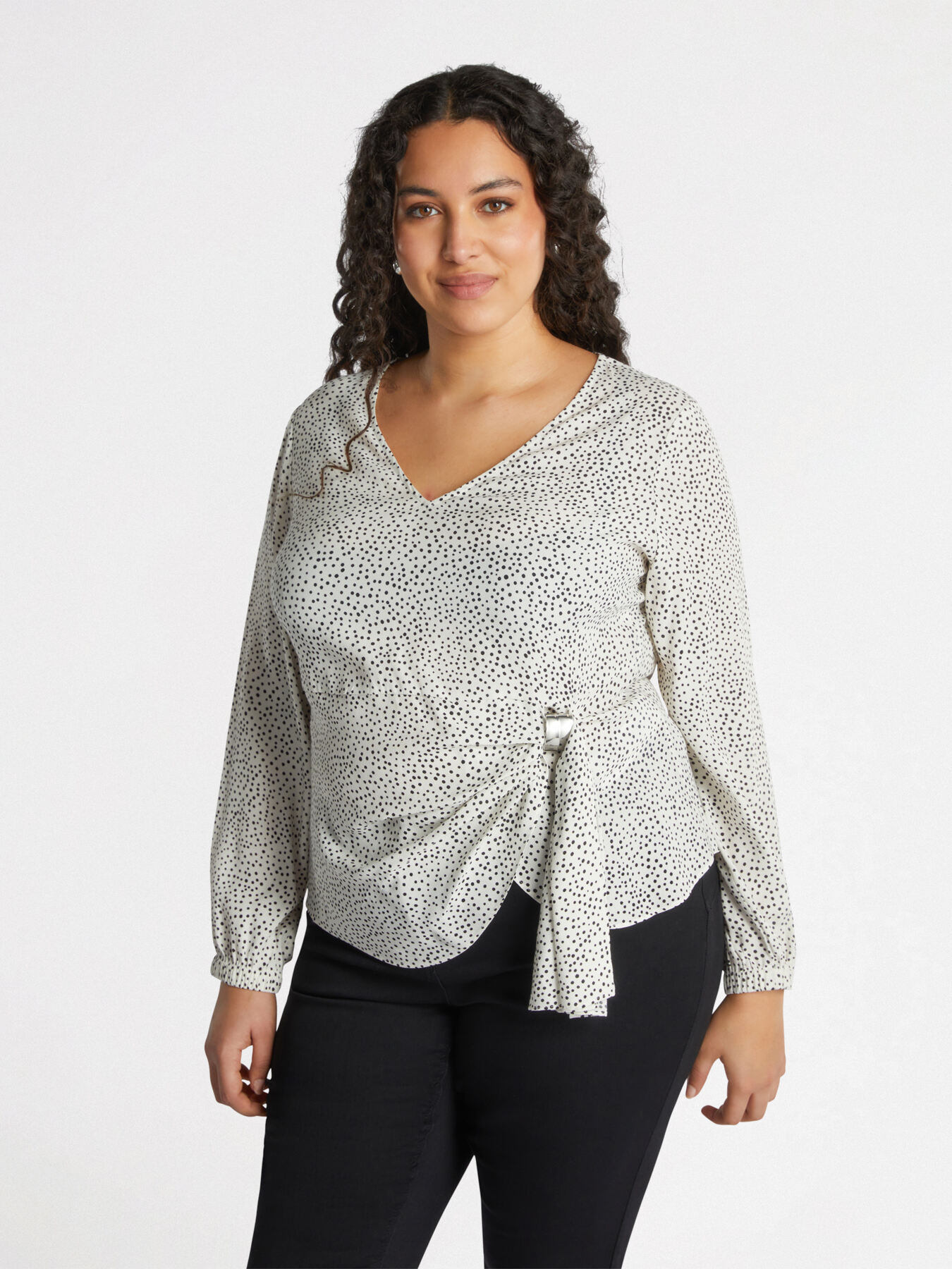 Bedruckte Bluse mit Falten an der Seite image number 0