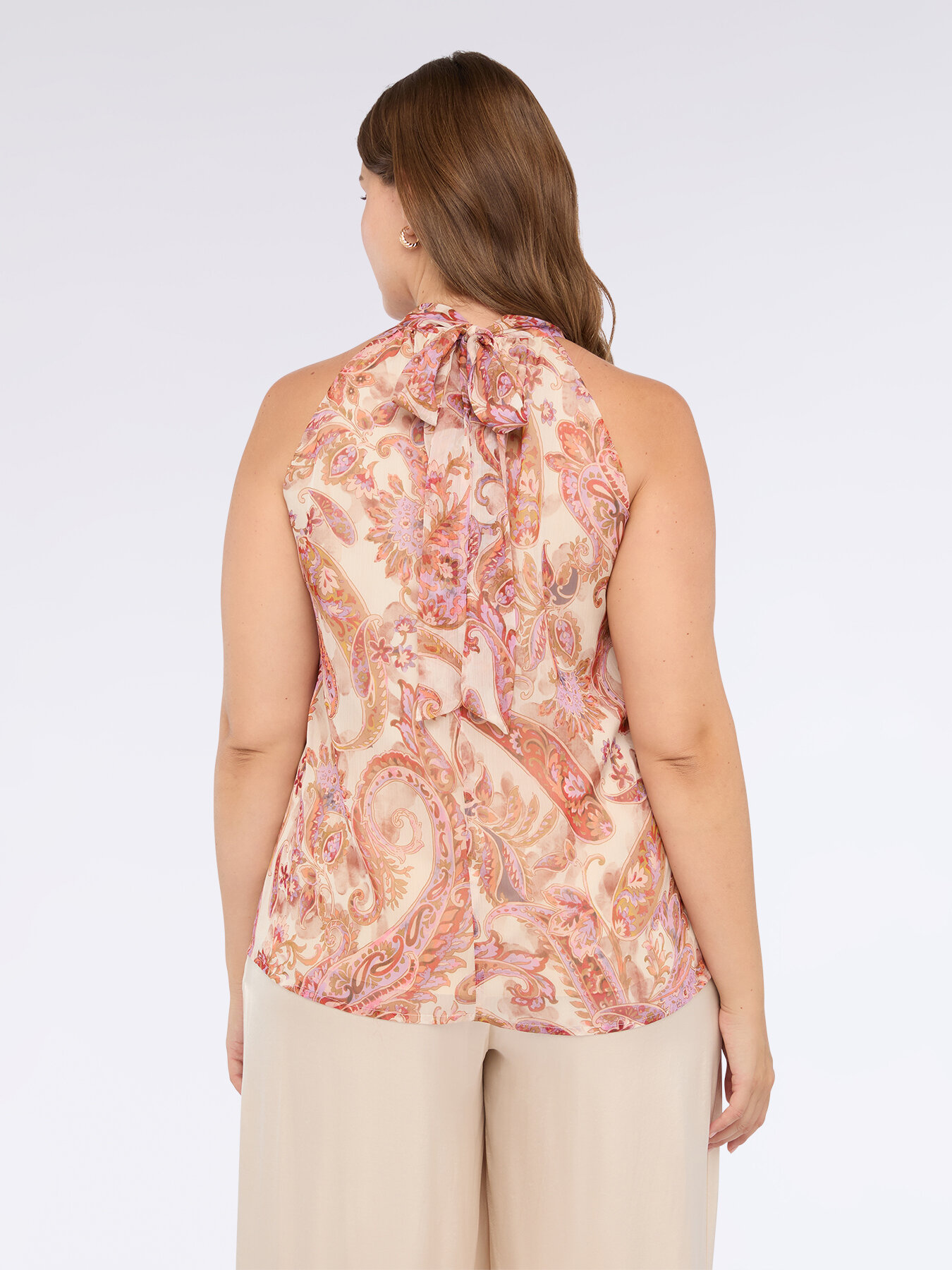 Paisley print top in crêpe fabric image number 1