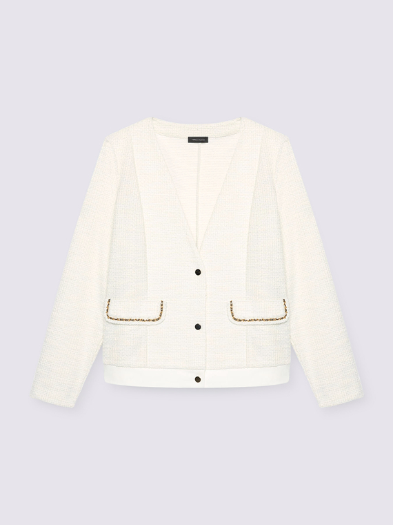 Boucl&eacute;-Sweatshirt-Jacke mit Kettchen