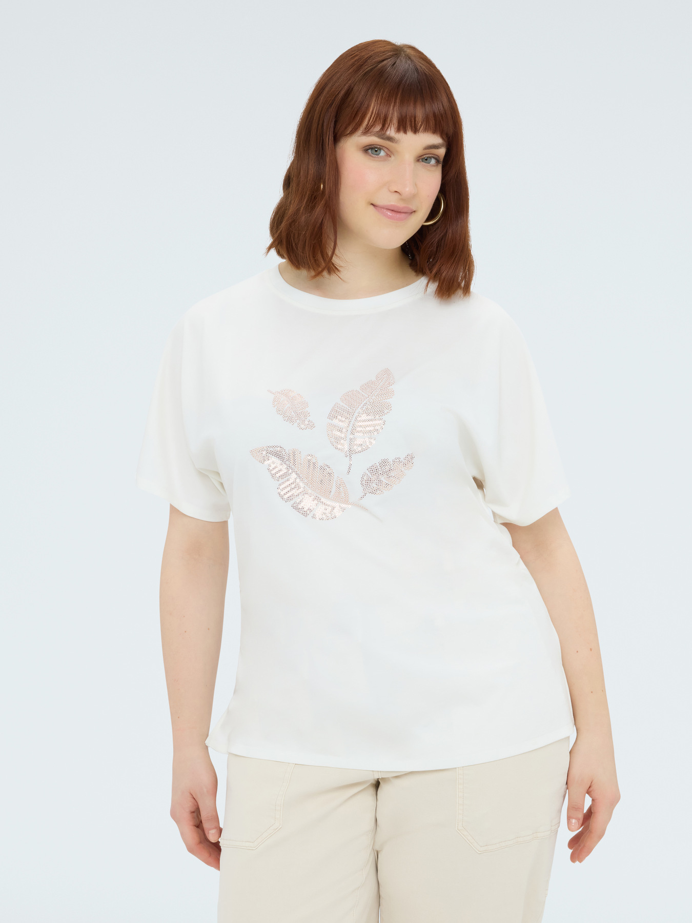 Jersey t-shirt with sequin foliage image number 0