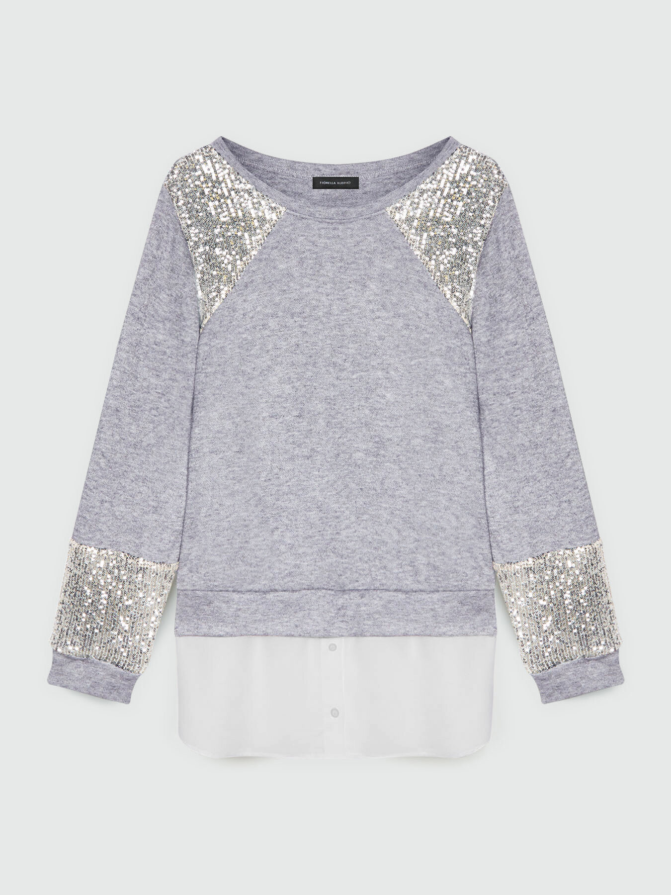 Sweatshirt mit Pailletten und Stoffeinsatz image number 4