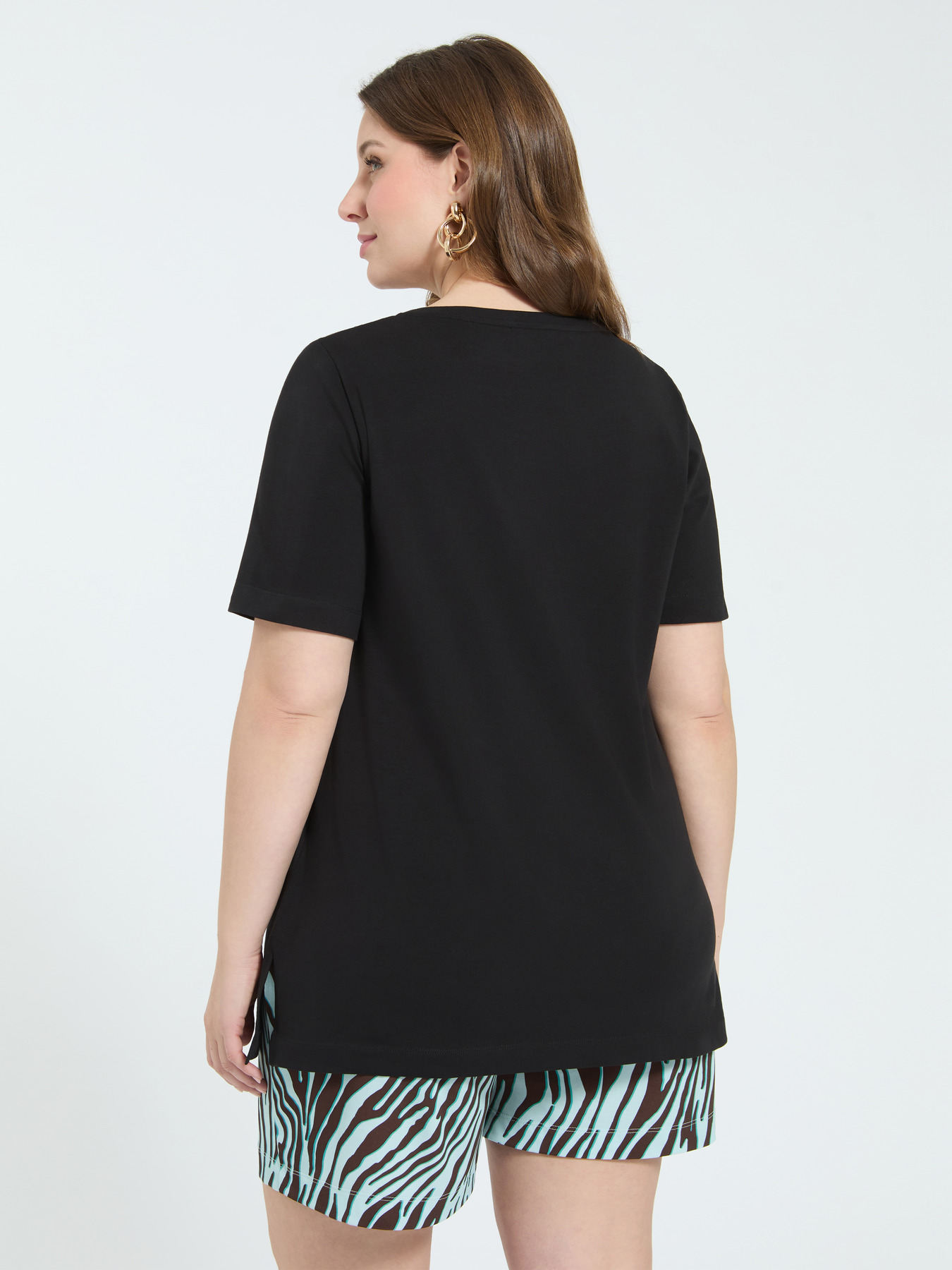 Cotton t-shirt with zebra print hotfix image number 1