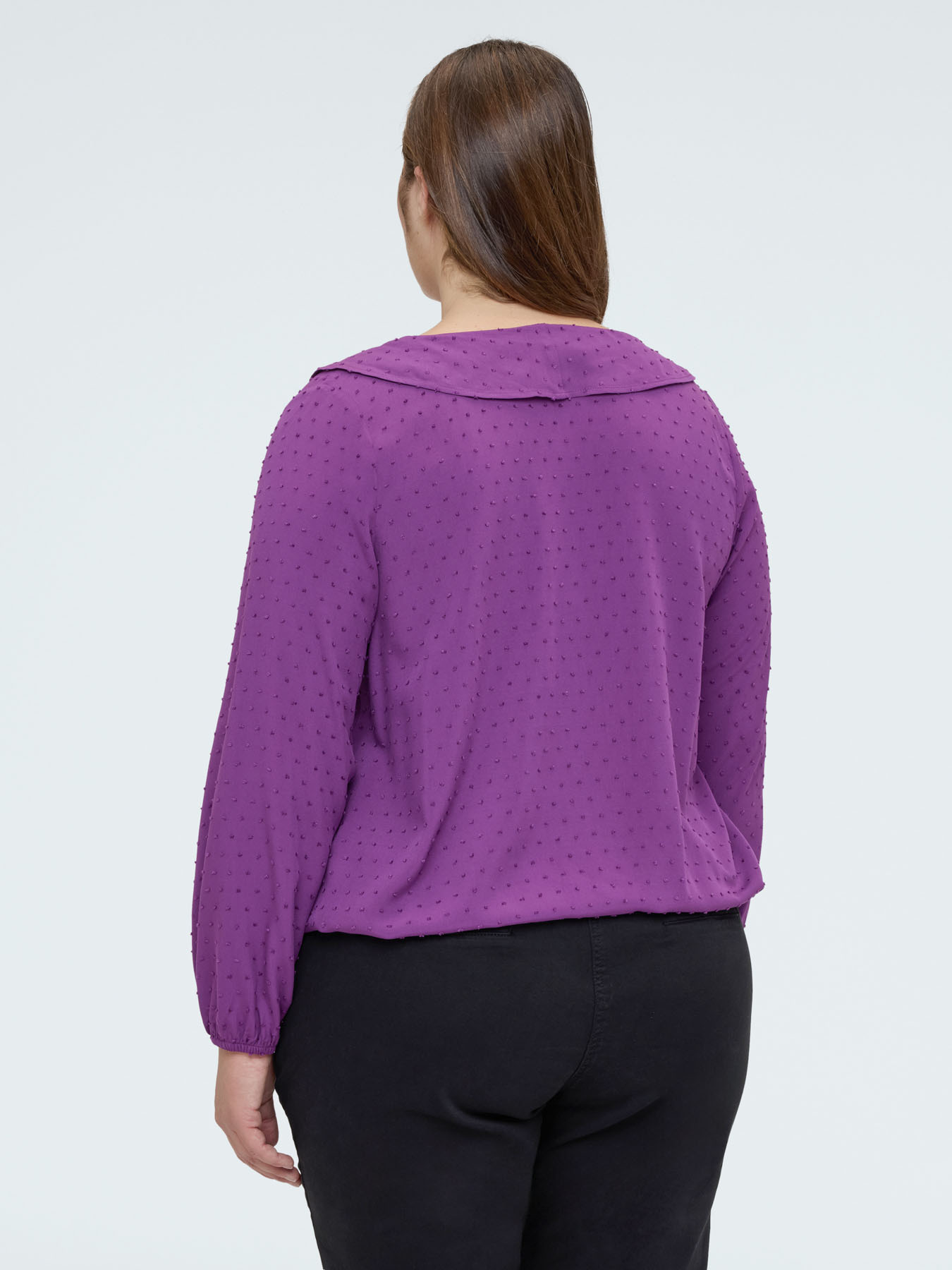 Blouse en plumetis &agrave; pois avec volant image number 1