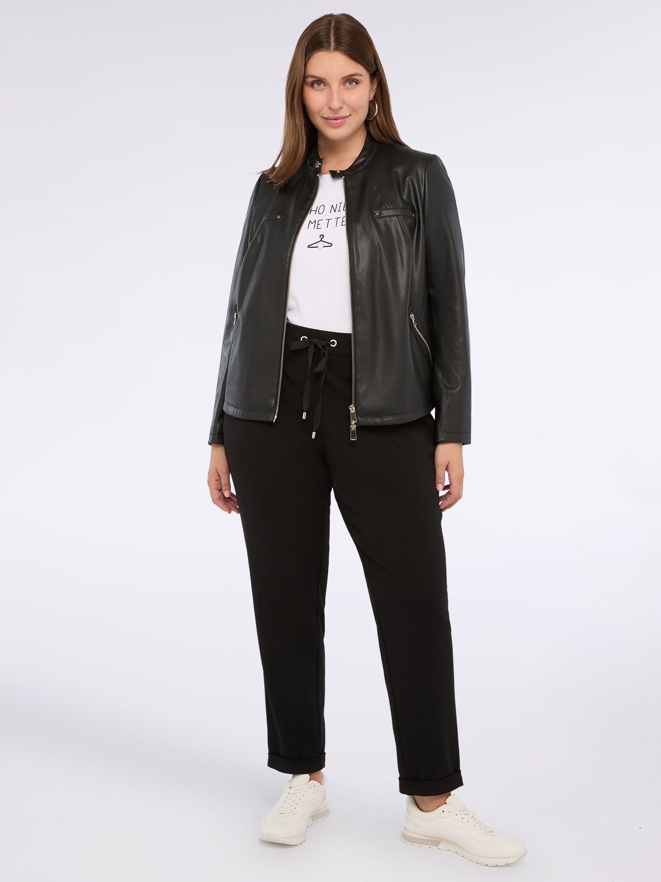 Joggers in tessuto stretch con coulisse image number 0