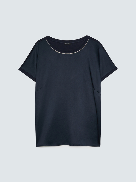Bi-material t-shirt with luminous appliqu&eacute;s