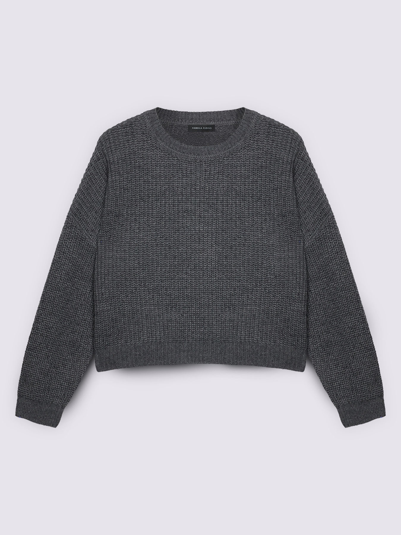 Crew neck cropped cut sweater image number 4