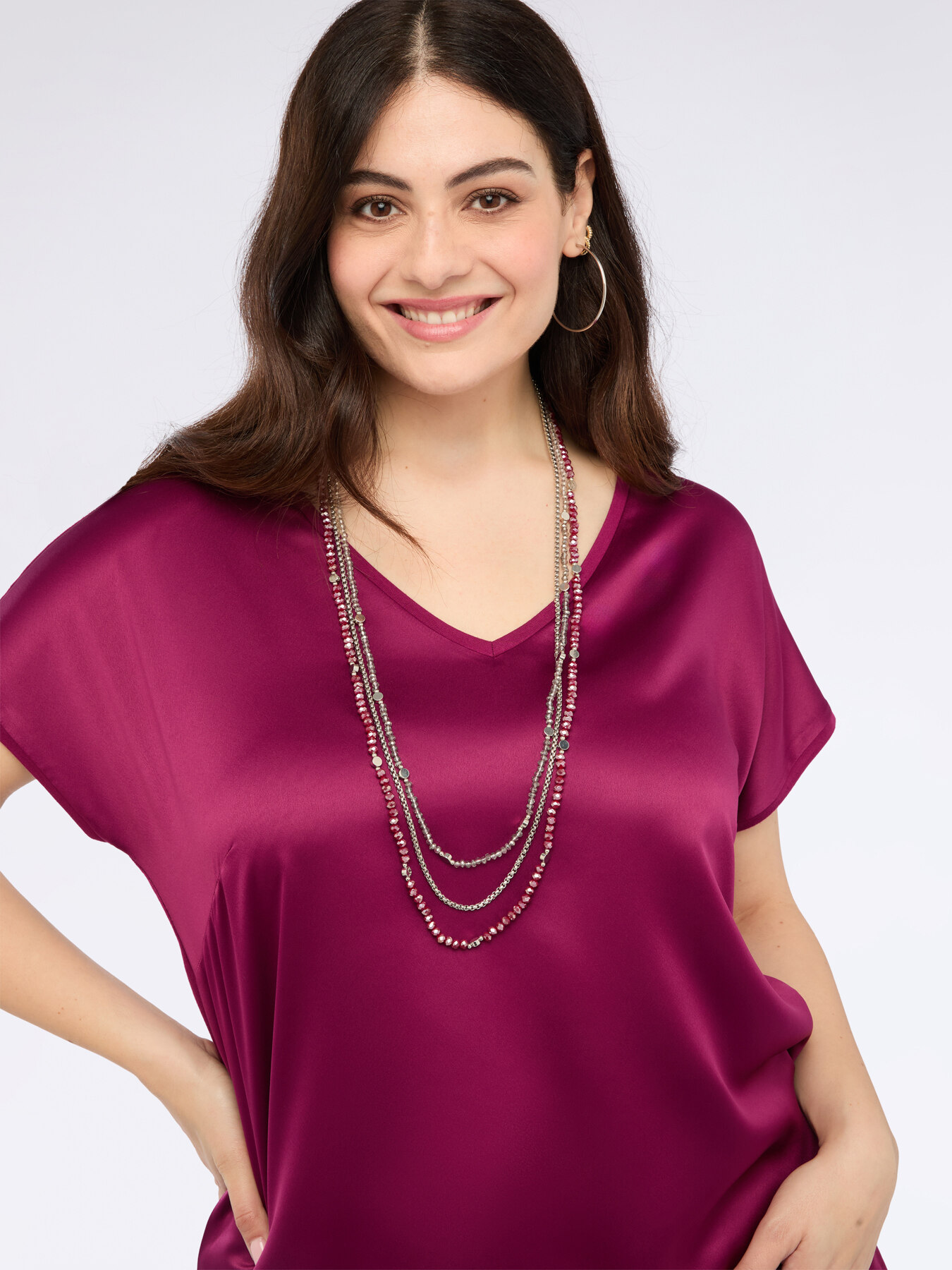 Multi-strand necklace with beads and chain image number 0