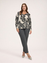 V-neck sweater with lace print image number 2