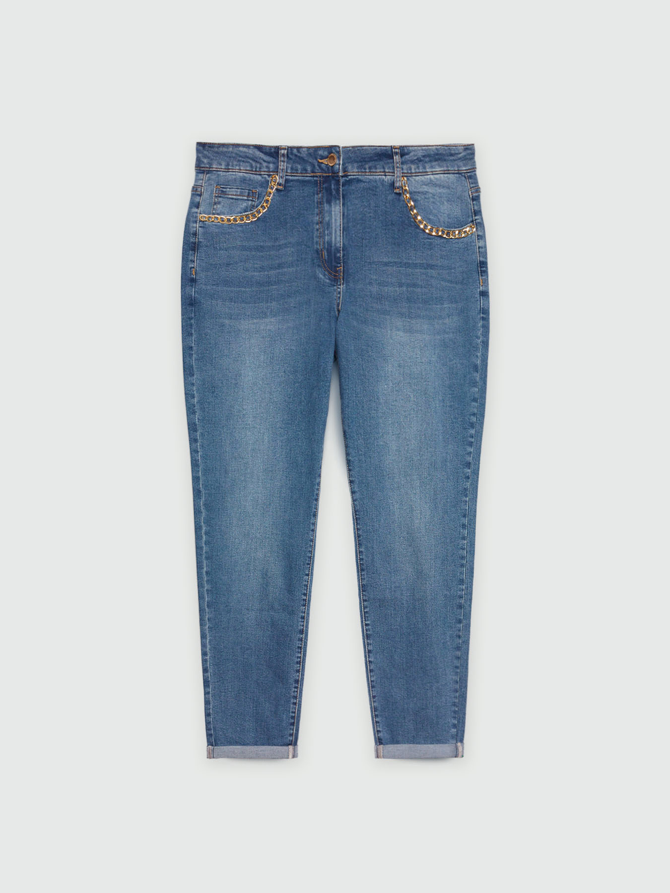 Girl-fit jeans with chain detail image number 4