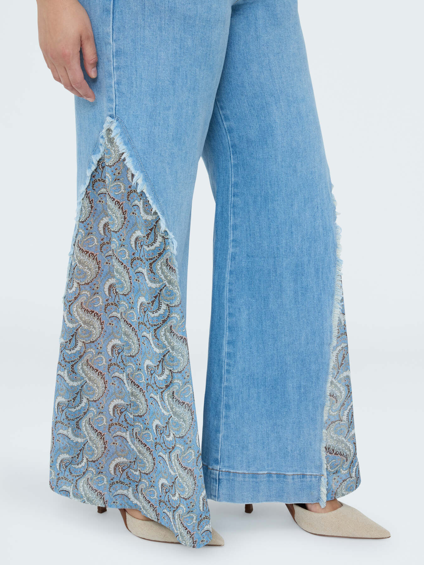 Jeans Wide Leg con inserto bandana image number 5