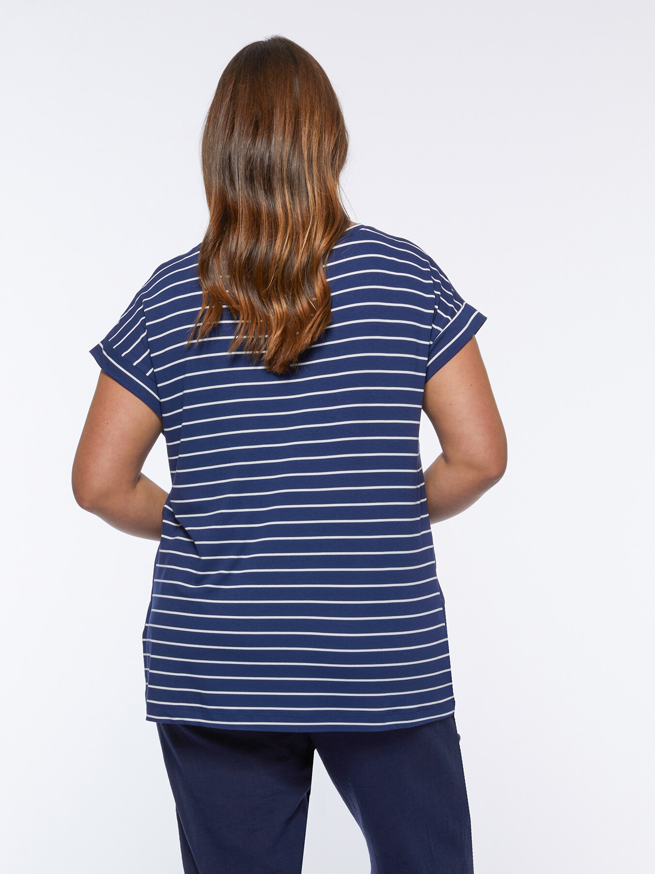 T-shirt with print and striped back image number 1