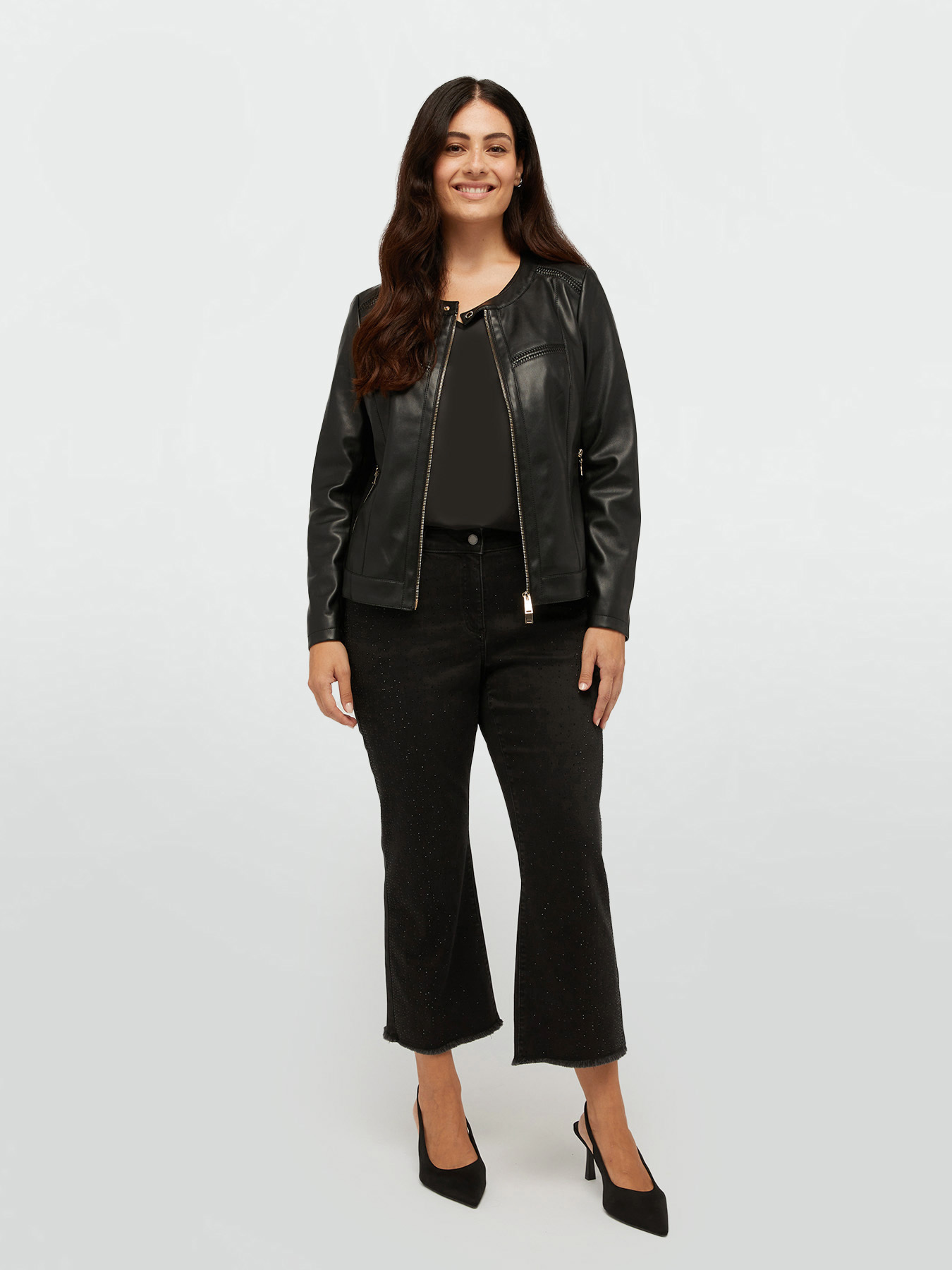 Kick flare jeans with rhinestones image number 1