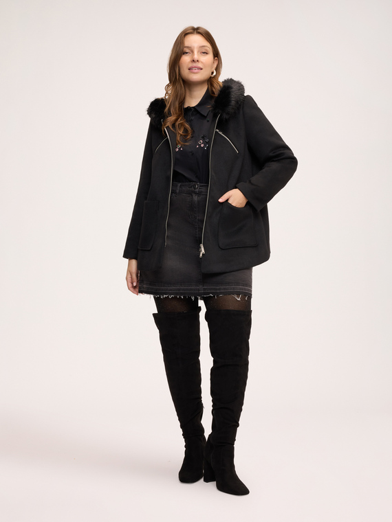 Wool parka with hood