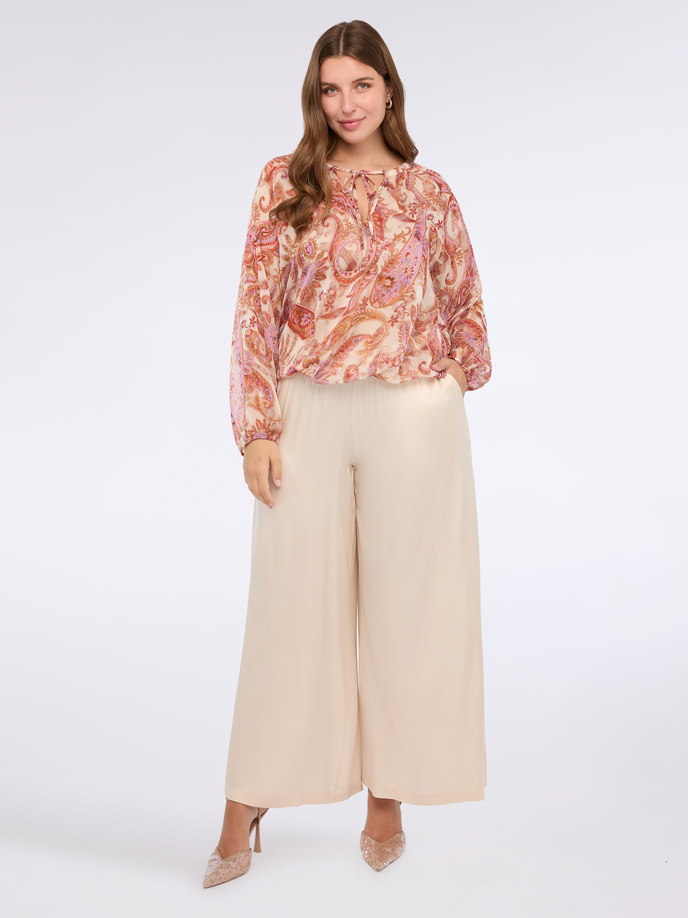 Bluse mit Paisley-Muster und Schn&uuml;ren image number 3