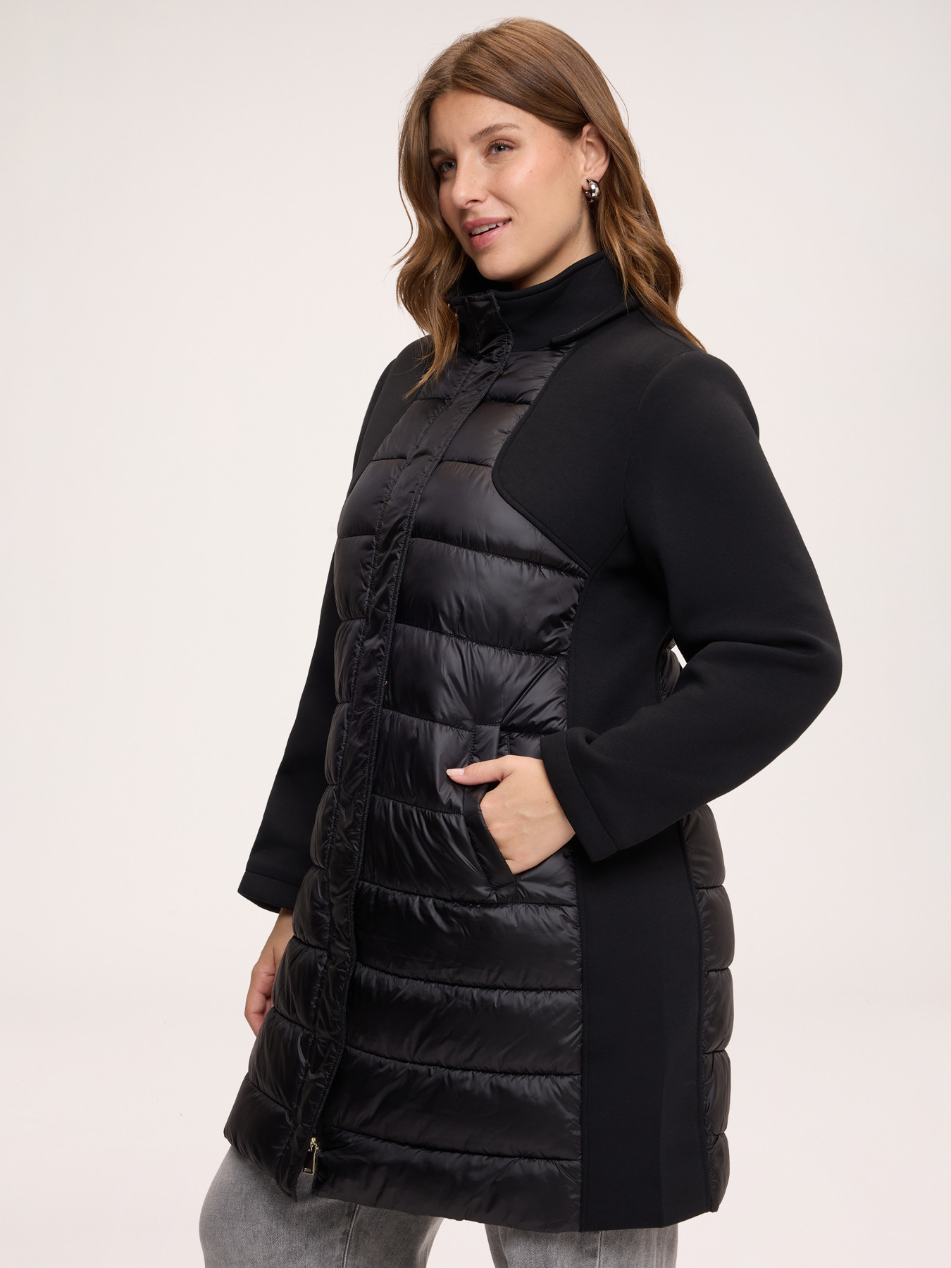 Bimaterial-Daunenjacke mit Kapuze image number 4