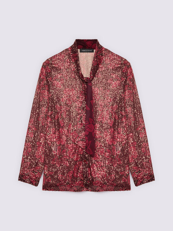 Camicia in tulle con paillettes