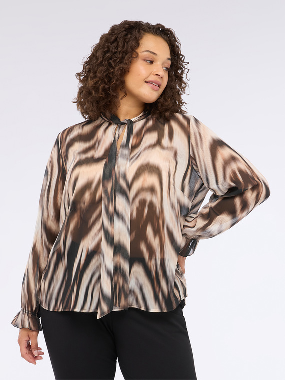 Bluse mit Animalprint und Schleife