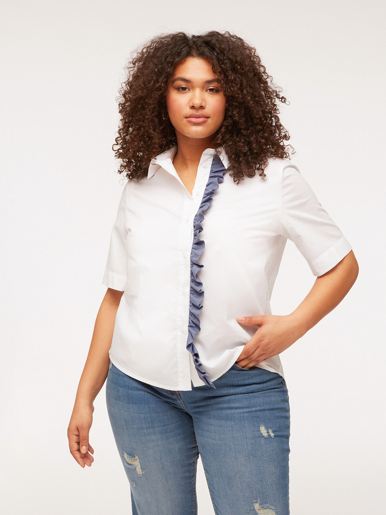 Camicia con volant a contrasto image number 2