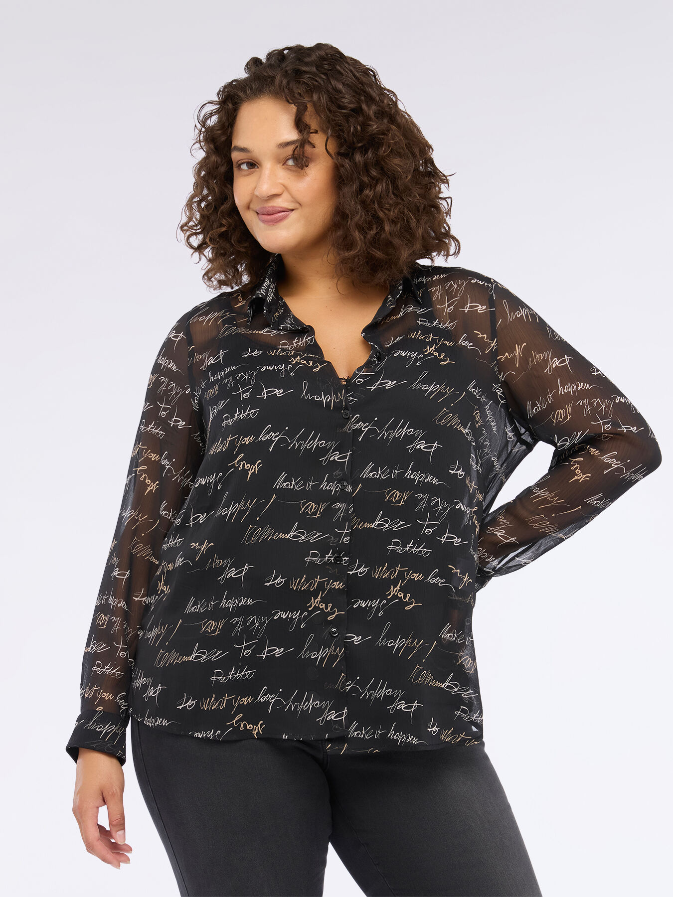Shirt with lettering print in crinkled fabric image number 0