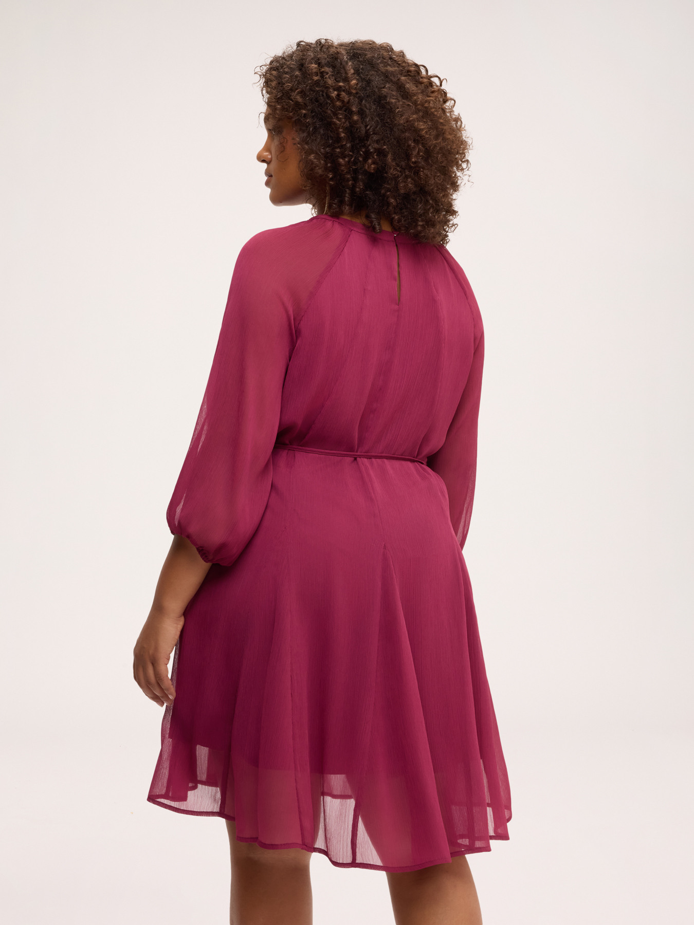Short flared dress in georgette image number 1