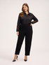 Stretch satin blouse with lace inserts image number 2