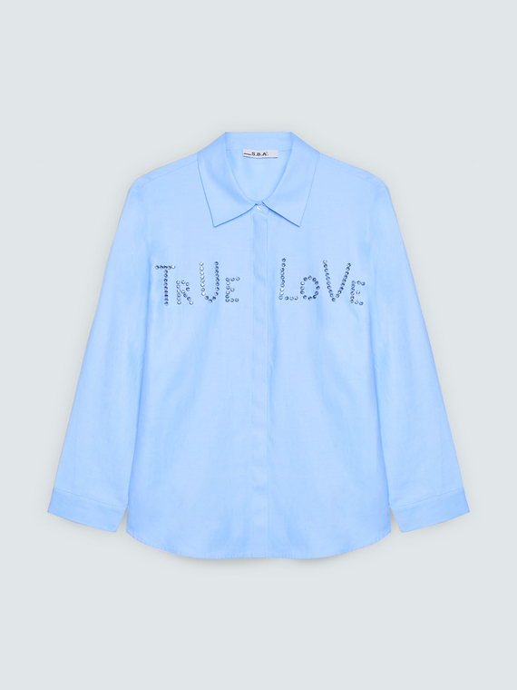 Hemd mit Strass-Schriftzug