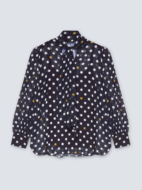 Polka-dot blouse with sash