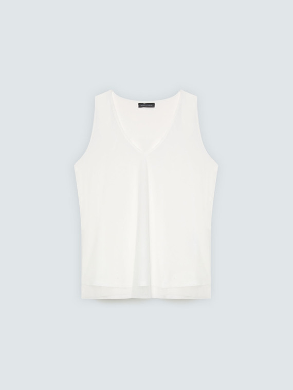 Tulle top with V-neck