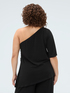 One-shoulder jersey t-shirt with light spots image number 1