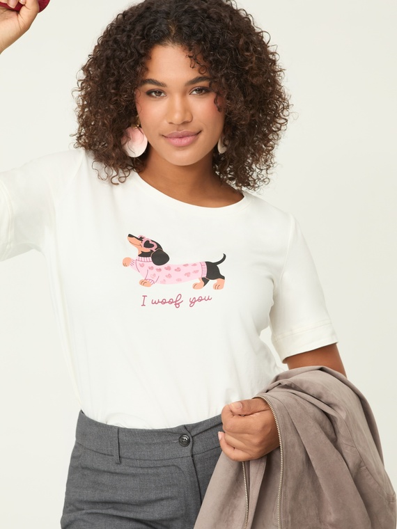 Cotton t-shirt with dachshund print