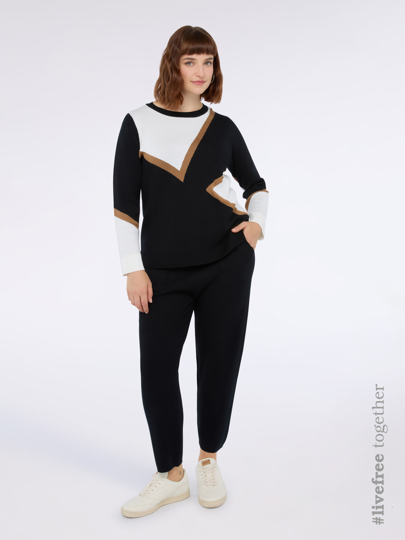 Maglia girocollo color block image number 1