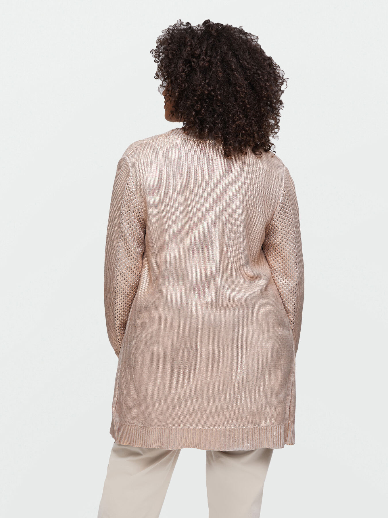 Shimmer-effect cardigan with netting image number 1