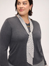 Viscose sweater with integrated printed scarf image number 3
