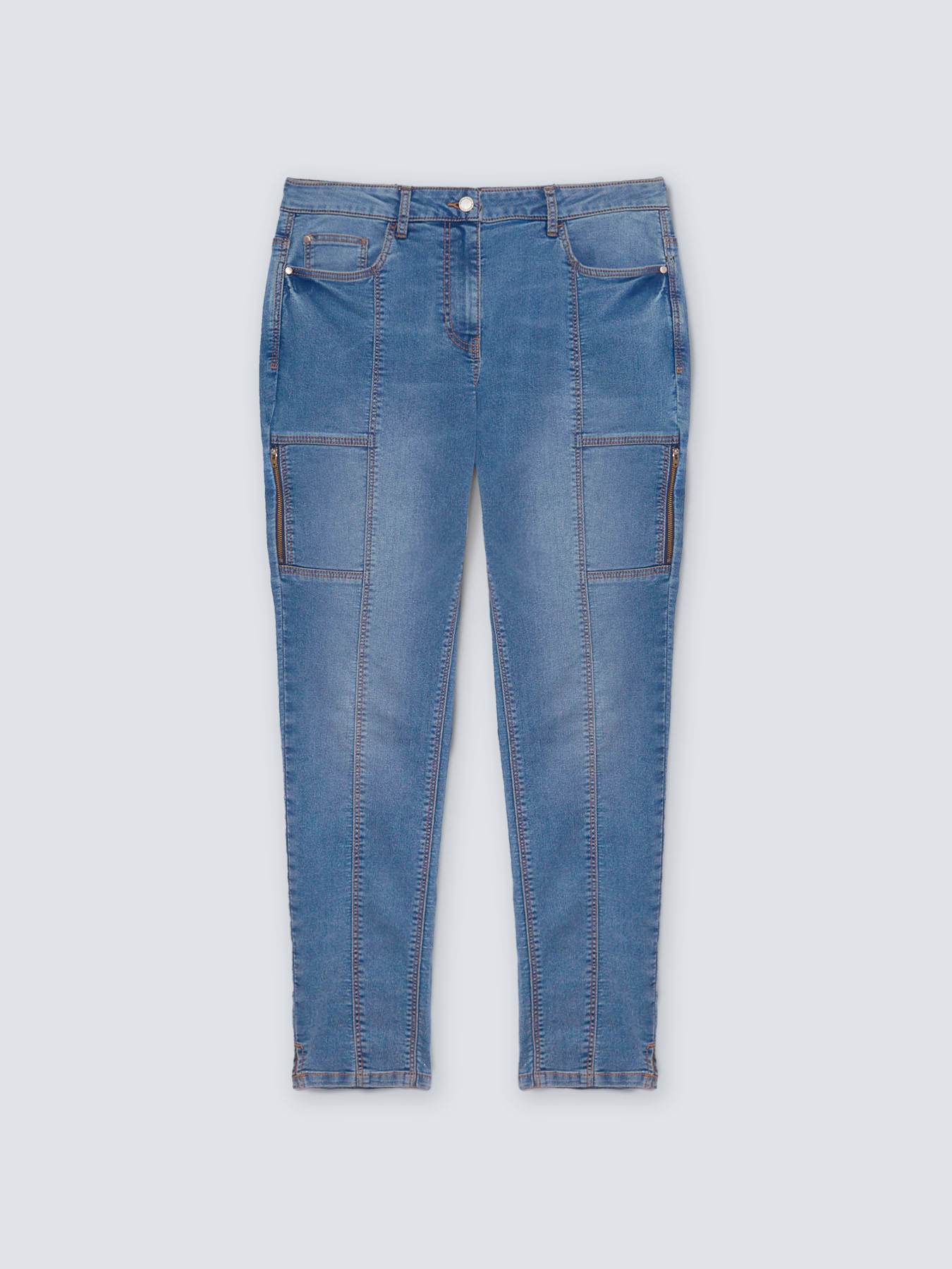 Skinny-Jeans Giada mit Steppnähten und Taschen image number 0