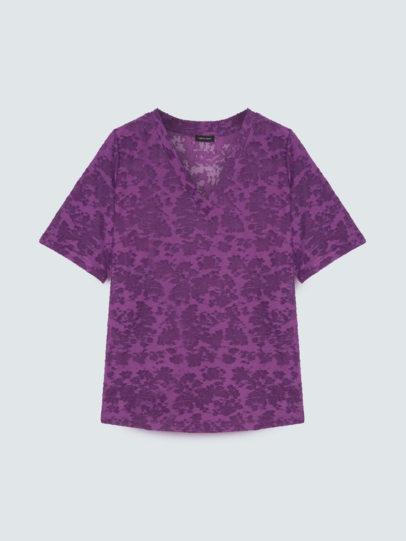 T-shirt in jacquard con stampa